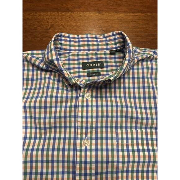 XL Orvis Active Fit Nonstop Twill Pink Green Check Long Sleeve Shirt Button Up - Picture 1 of 12